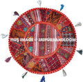 32" Red Large Round Floor Pillow Meditation Cushion religious Buddha Yoga Seating Floor Pillow Cover Throw Pillow bean bag Foot Stool-Jaipur Handloom