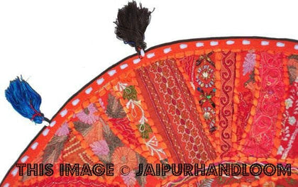 32" XL orange Large Round Floor Pillow Meditation Cushion religious Buddha Yoga Seating Floor Pillow Cover Throw Pillow bean bag Foot Stool-Jaipur Handloom