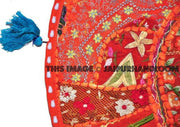 32" XL orange Large Round Floor Pillow Meditation Cushion religious Buddha Yoga Seating Floor Pillow Cover Throw Pillow bean bag Foot Stool-Jaipur Handloom