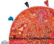 32" XL orange Large Round Floor Pillow Meditation Cushion religious Buddha Yoga Seating Floor Pillow Cover Throw Pillow bean bag Foot Stool-Jaipur Handloom