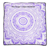 35X35 inches Square Purple Mandala Floor Pillow Indian Cotton Poufs Ottoman-Jaipur Handloom