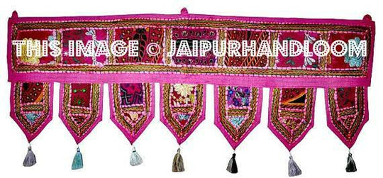 38x14" Decorative Toran Valance, Vintage Door Hanging-Jaipur Handloom