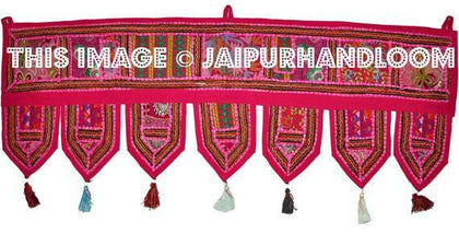 38x14" Pink Decorative Door Valance Door Treatment-Jaipur Handloom
