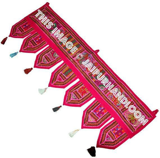 38x14" Pink Decorative Door Valance Door Treatment-Jaipur Handloom