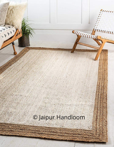 3X5 feet Natural Jute Braided Area Rag Rectangle Floor Asian Fabric Mat Rug Runner-Jaipur Handloom