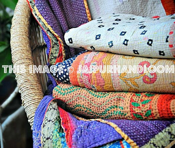 3pc Wholesale Vintage Kantha Quilt Queen Kantha Throw Patchwork Kantha Blanket-Jaipur Handloom