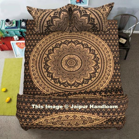 4c set of Bohemian Mandala Duvet Cover in King Size with Bedspread and 2 Pillows-Jaipur Handloom