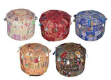 3pc wholesale Indian Pouffe ottoman, Ottoman Pouf Covers, Bean Bag-Jaipur Handloom