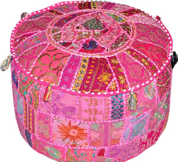 3pc wholesale Indian Pouffe ottoman, Ottoman Pouf Covers, Bean Bag-Jaipur Handloom