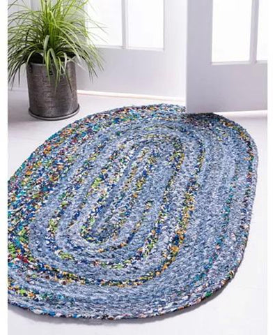 Cotton Oval Braided Rugs, for Office, Hotel, Floor, Packaging Type :  Plastic Bag at Rs 500 / Piece in Jaipur