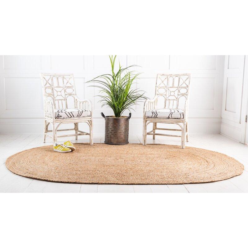 4 X 6 Oval Jute Area Rug for Living Room, Hand Woven Indoor RAG RUGS