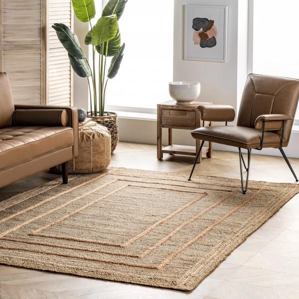 natural jute hand braided dining room rug area carpet 5 X 7 feet