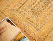 braided cotton rug, yellow cotton area rug for dining room, handwoven carpet rug