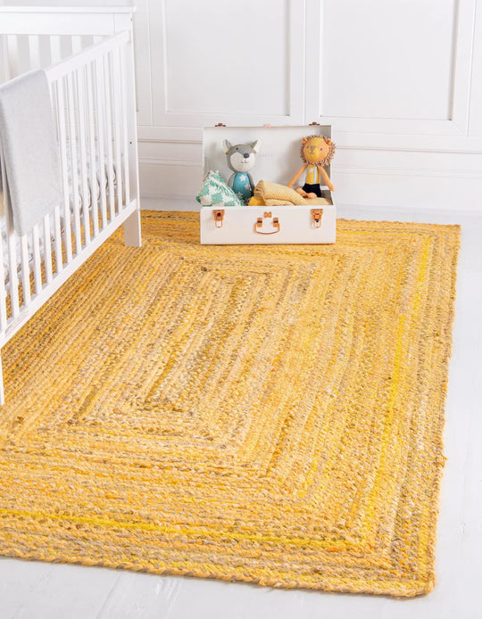 braided cotton rug, yellow cotton area rug for dining room, handwoven carpet rug