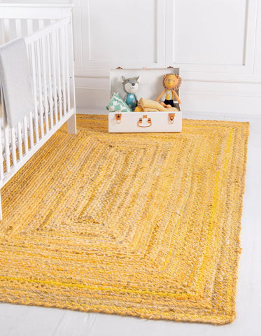 4 X 6 feet yellow cotton chindi living room area rug