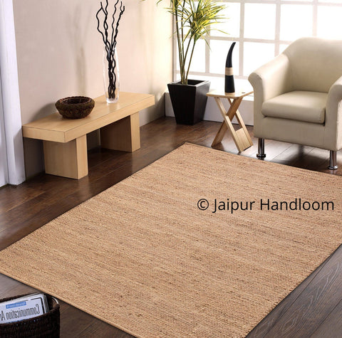 4X6 Feet Rectangle Area Rags Rug Natural Jute Braided Rugs Indian Floor Rug Runner-Jaipur Handloom