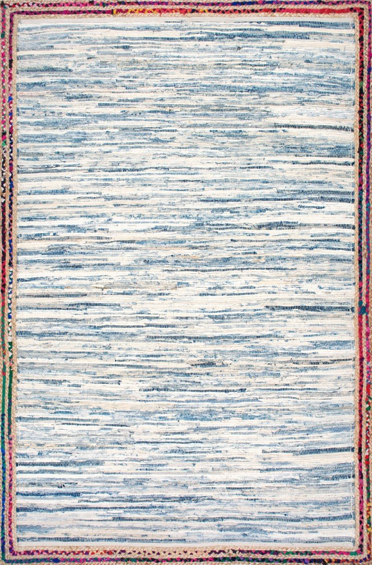 Denim Rug for Living Room 4X6, Handwoven Cotton Rug, Hand Knotted Jute Rug