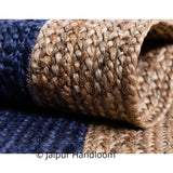 4X6 ft Blue Hand Braided Bohemian Jute Area Rug Bohemian Floor Carpet-Jaipur Handloom