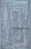 4X6 ft Indian Casual Handmade Braided Blue Color Denim and Jute Area Rugs-Jaipur Handloom