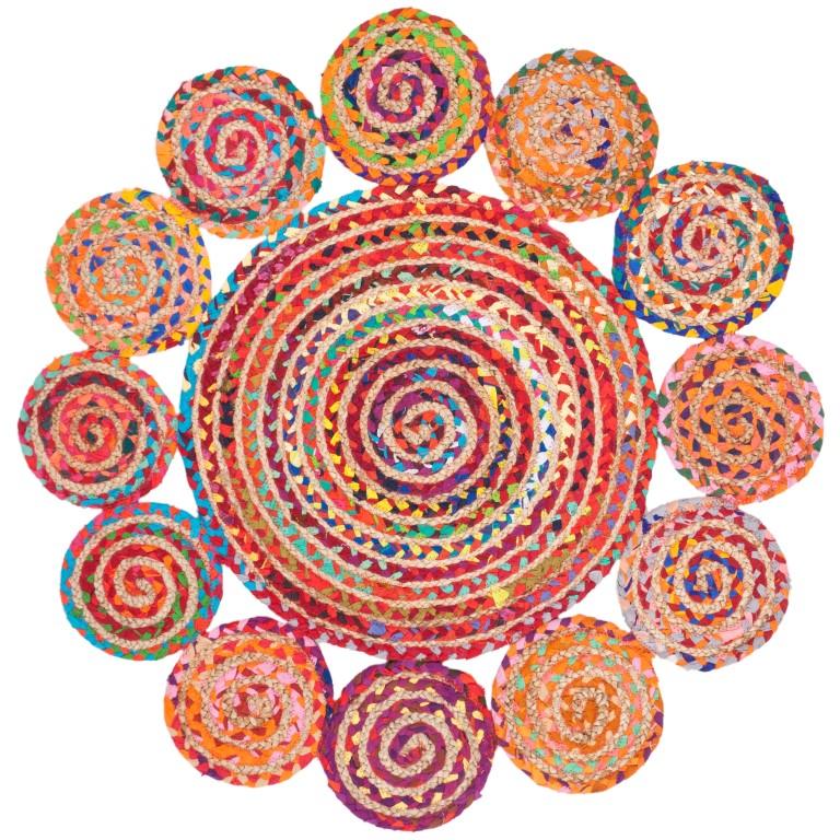 4 X 4 Braided Chindi Indoor Round Rugs