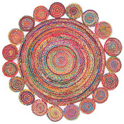  Jaipur handloom - Chindi Round Rug Rag Rug Round Area Rug for Living Room, Braided Circle Rugs