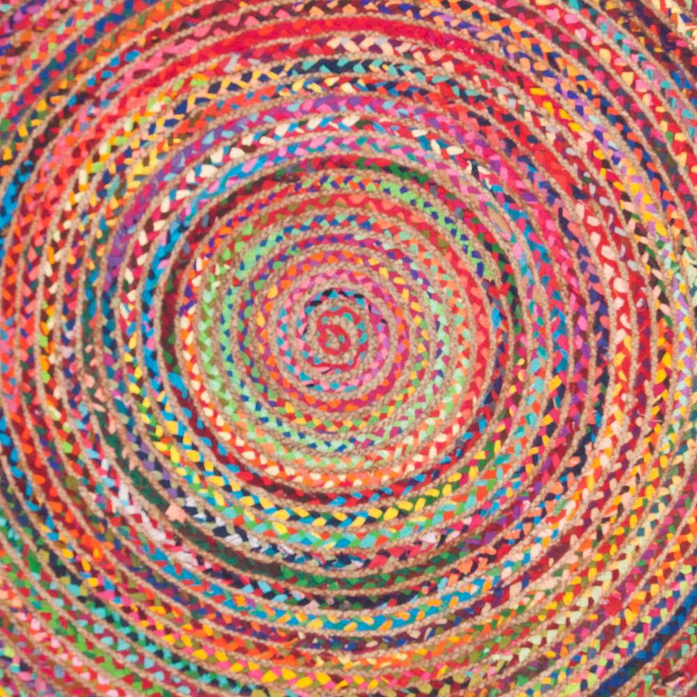  Jaipur handloom - Chindi Round Rug Rag Rug Round Area Rug for Living Room, Braided Circle Rugs