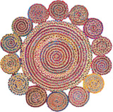  Jaipur handloom - Chindi Round Rug Rag Rug Round Area Rug for Living Room, Braided Circle Rugs