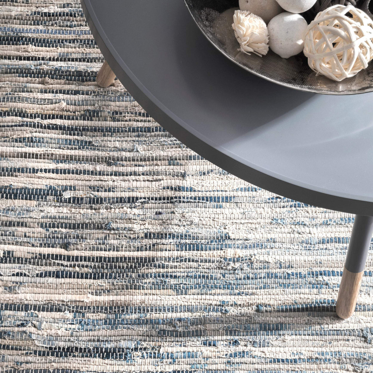 5X7 braided area rug for bedroom/living room/dining room, handwoven denim rug
