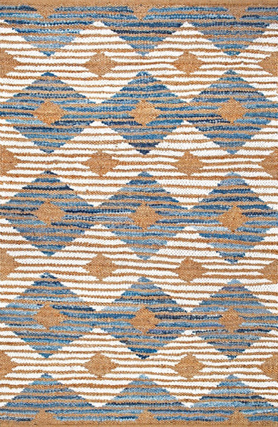 Loomed Jute Rug, Denim Jute Rug, Braided Hemp Rug, Diamond Shape Rug