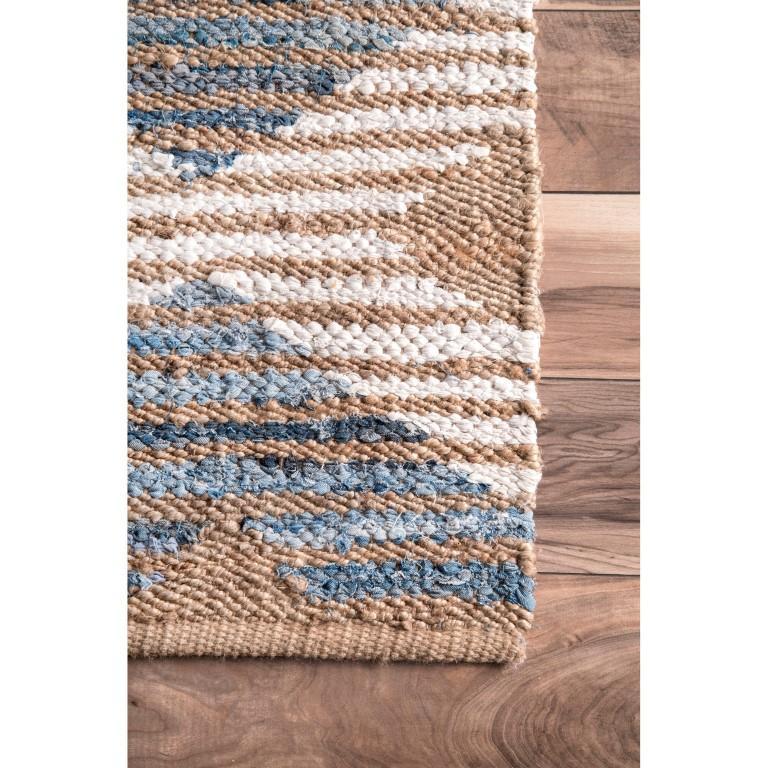 Loomed Jute Rug, Denim Jute Rug, Braided Hemp Rug, Diamond Shape Rug