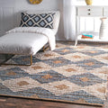 Loomed Jute Rug, Denim Jute Rug, Braided Hemp Rug, Diamond Shape Rug
