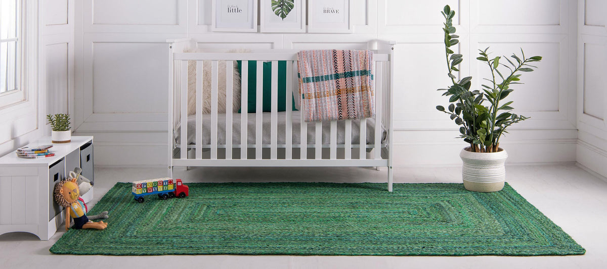 cotton green rug 5x7 feet, Braided cotton carpet rug, handwoven cotton rug