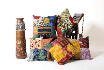 24X24 Indian Kantha Throw Pillow Covers