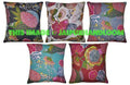 5pc 16x16" handmade kantha pillow ,kantha decorative throw pillow, kantha cushions, pillow cushions, Indian pillow cotton Indian sari pillow-Jaipur Handloom
