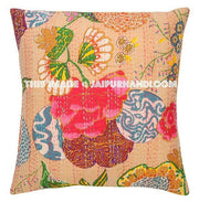 5pc Beige kantha Pillow, kantha cushion for sofa, Kantha Decorative throw Pillow, indian Kantha Pillow, Kantha Cushion Cover, Boho pillow-Jaipur Handloom