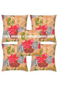 5pc Beige kantha Pillow, kantha cushion for sofa, Kantha Decorative throw Pillow, indian Kantha Pillow, Kantha Cushion Cover, Boho pillow-Jaipur Handloom