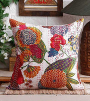 5pc Cotton Decorative White Kantha throw Pillow
