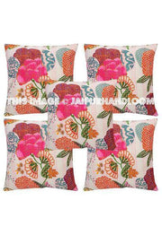 5pc Cotton Decorative White Kantha throw Pillow