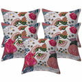 5pc Cotton Decorative White Kantha throw Pillow
