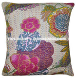 5pc Kantha Decorative throw Pillow, Sari Kantha Pillow Kantha Cushion Cover, Boho pillow, Antique Pillow, Indian pillow fruit print pillow-Jaipur Handloom