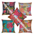 5pc Kantha Decorative throw Pillow, Sari Kantha Pillow Kantha Cushion Cover, Boho pillow, Antique Pillow, Indian pillow fruit print pillow-Jaipur Handloom