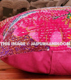 5pc Pink Kantha Pillow Cover, Kantha throw Pillow, kantha cushion Cover, Floral Pillow, Floor Pillow, Indian Pillow, Ethnic Pillow Decor-Jaipur Handloom