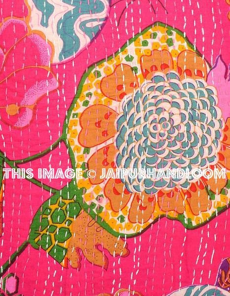 5pc Pink kantha Pillow, kantha cushion for sofa, Kantha Decorative throw Pillow, indian Kantha Pillow, Kantha Cushion Cover, Boho pillow-Jaipur Handloom