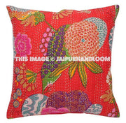 5pc Red kantha Pillow, kantha cushion for sofa, Kantha Decorative throw Pillow, indian Kantha Pillow, Kantha Cushion Cover, Boho pillow-Jaipur Handloom