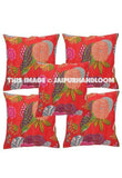 5pc Red kantha Pillow, kantha cushion for sofa, Kantha Decorative throw Pillow, indian Kantha Pillow, Kantha Cushion Cover, Boho pillow-Jaipur Handloom