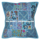 5pc Set Indian Bohemian throw Pillow in Blue decorative gypsy throw pillows-Jaipur Handloom