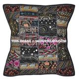 5pc set Black Decorative throw Pillows for couch Indian Handmade Yoga Pillows-Jaipur Handloom