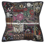 5pc set Black Decorative throw Pillows for couch Indian Handmade Yoga Pillows-Jaipur Handloom