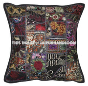 5pc set Black Decorative throw Pillows for couch Indian Handmade Yoga Pillows-Jaipur Handloom