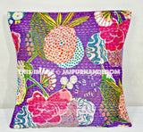 5pc set of Purple kantha Pillow, kantha cushion, floor Antique Kantha Decorative throw Pillow indian Kantha Pillow, Kantha Cushion Cover-Jaipur Handloom